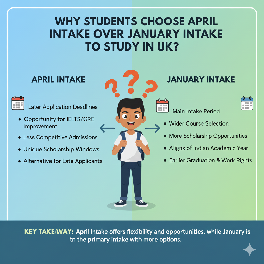 Why student choose April intake over January intake to study in UK?